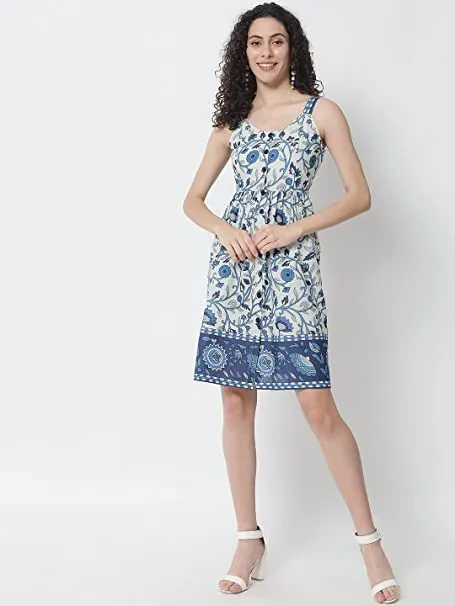 Women Blue Floral Printed Dress