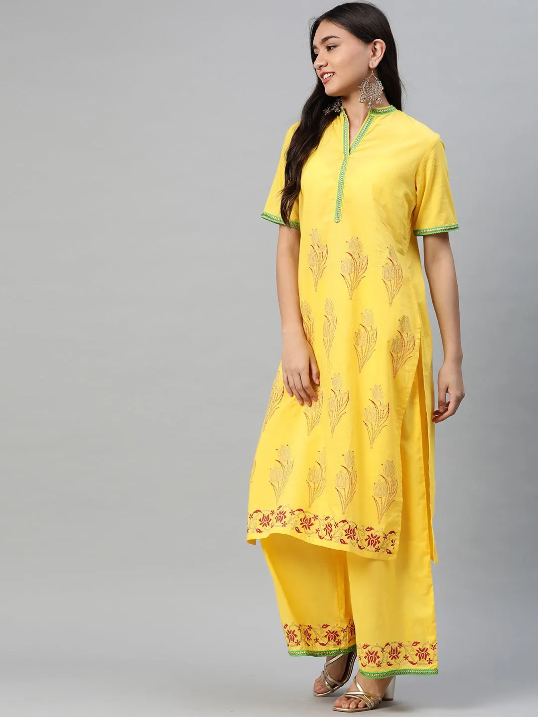 Women Yellow Floral Printed Kurta