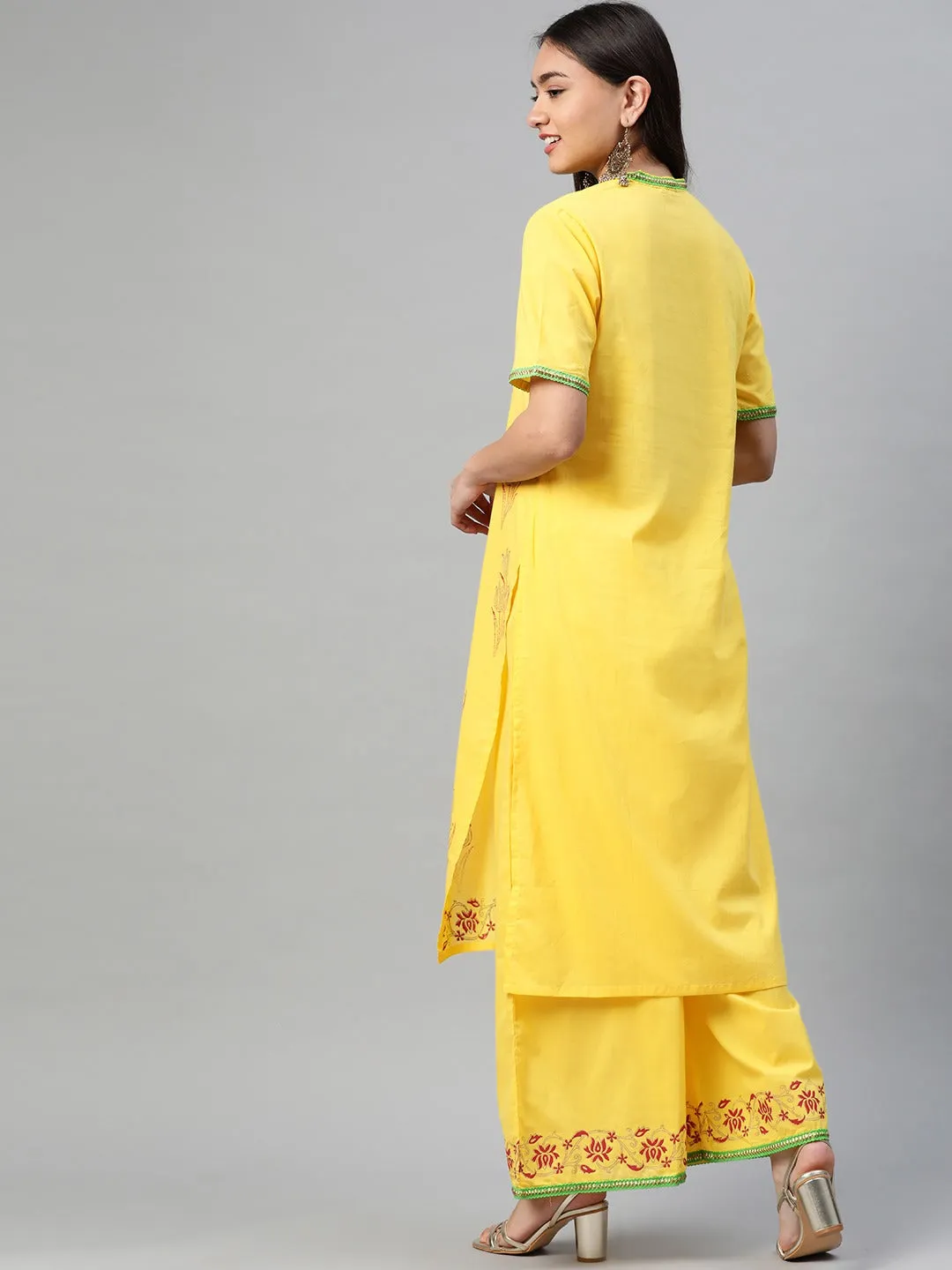 Women Yellow Floral Printed Kurta