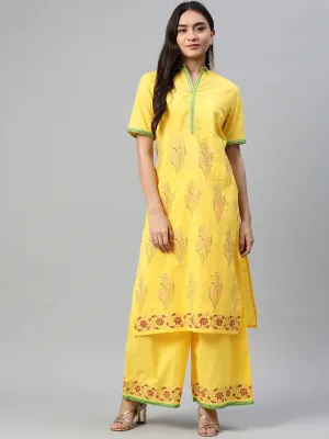 Women Yellow Floral Printed Kurta