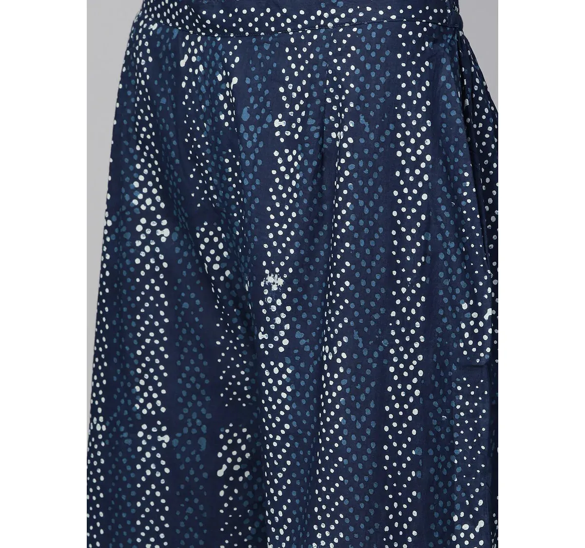 Women'S Navy Blue & Off-White Printed Kurta With Palazzos