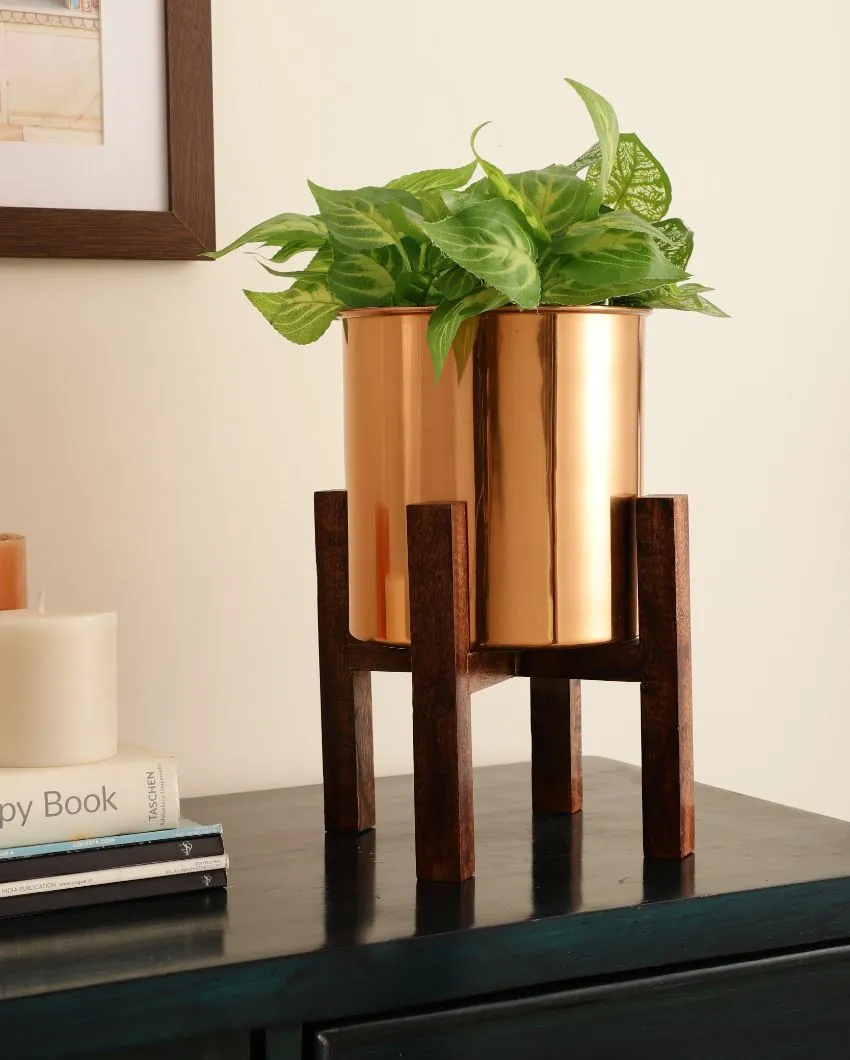 Wooden Arbor Stainless Steel Copper Planter