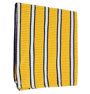 Yellow, Blue and White Striped Silk Pocket Square
